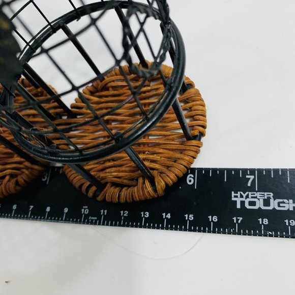 Tuscan Wicker Metal Wire Kitchen Caddy For Skinny Oil Vinegar Bottles Decor 14” - Picture 8 of 10